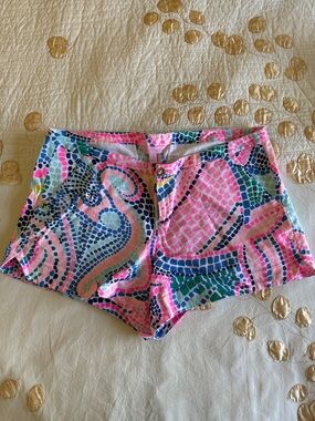Lilly Pulitzer Pink Multi-Color Patterned Jean Shorts